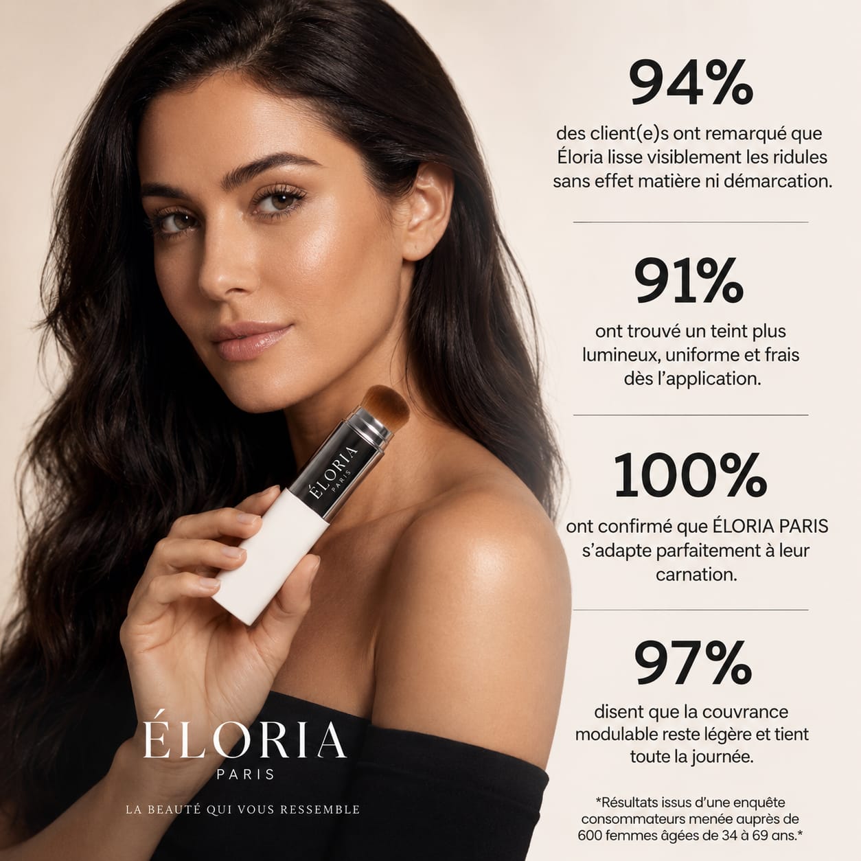 ÉLORIA PARIS™ | Fond de Teint Intelligent avec Pinceau Intégré