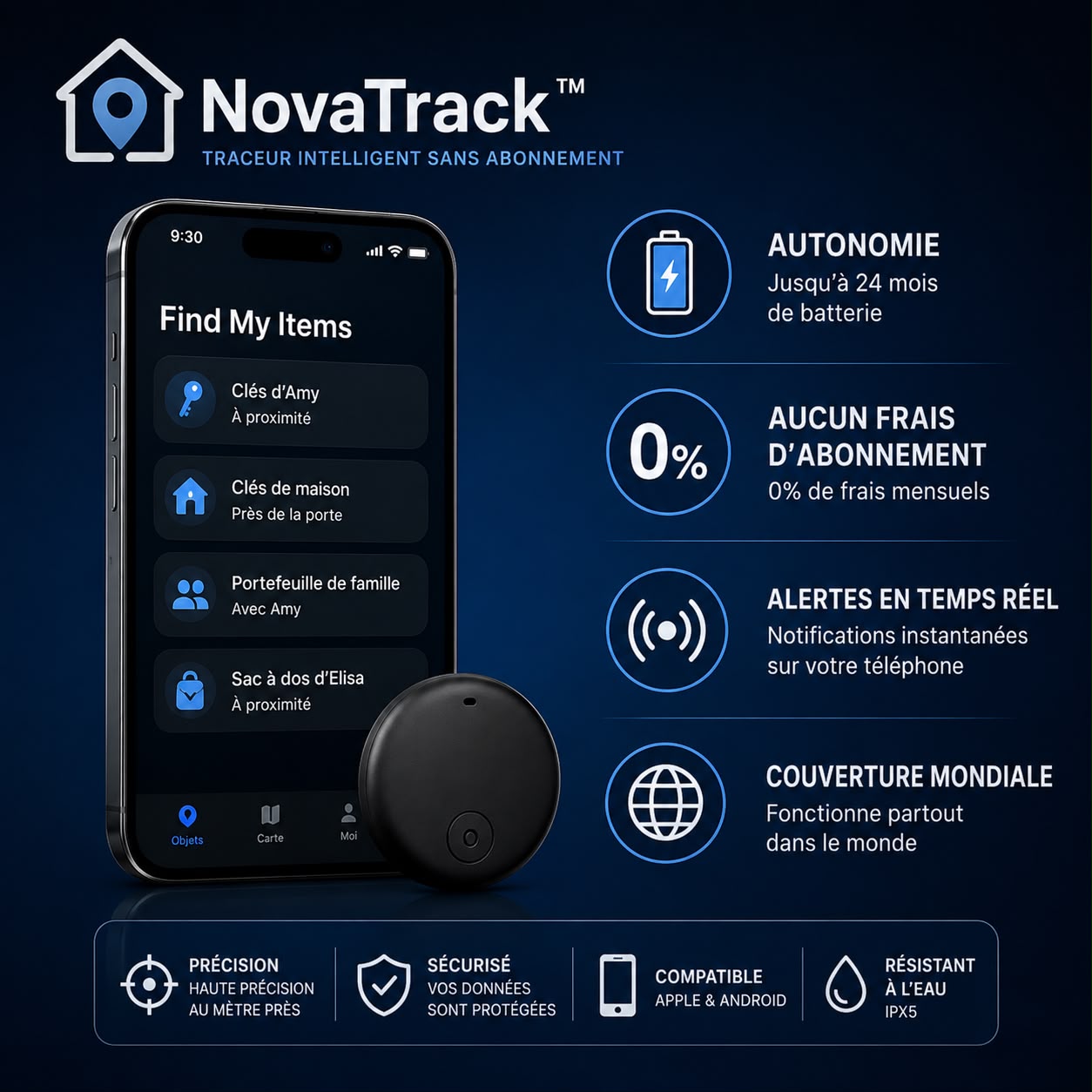 1. NovaTrack™ – Traceur Intelligent Sans Abonnement ⭐