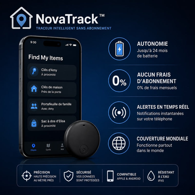 1. NovaTrack™ – Traceur Intelligent Sans Abonnement ⭐